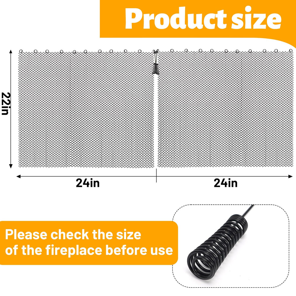 2 Pack Black Metal Fireplace Mesh Screen Curtain G44382