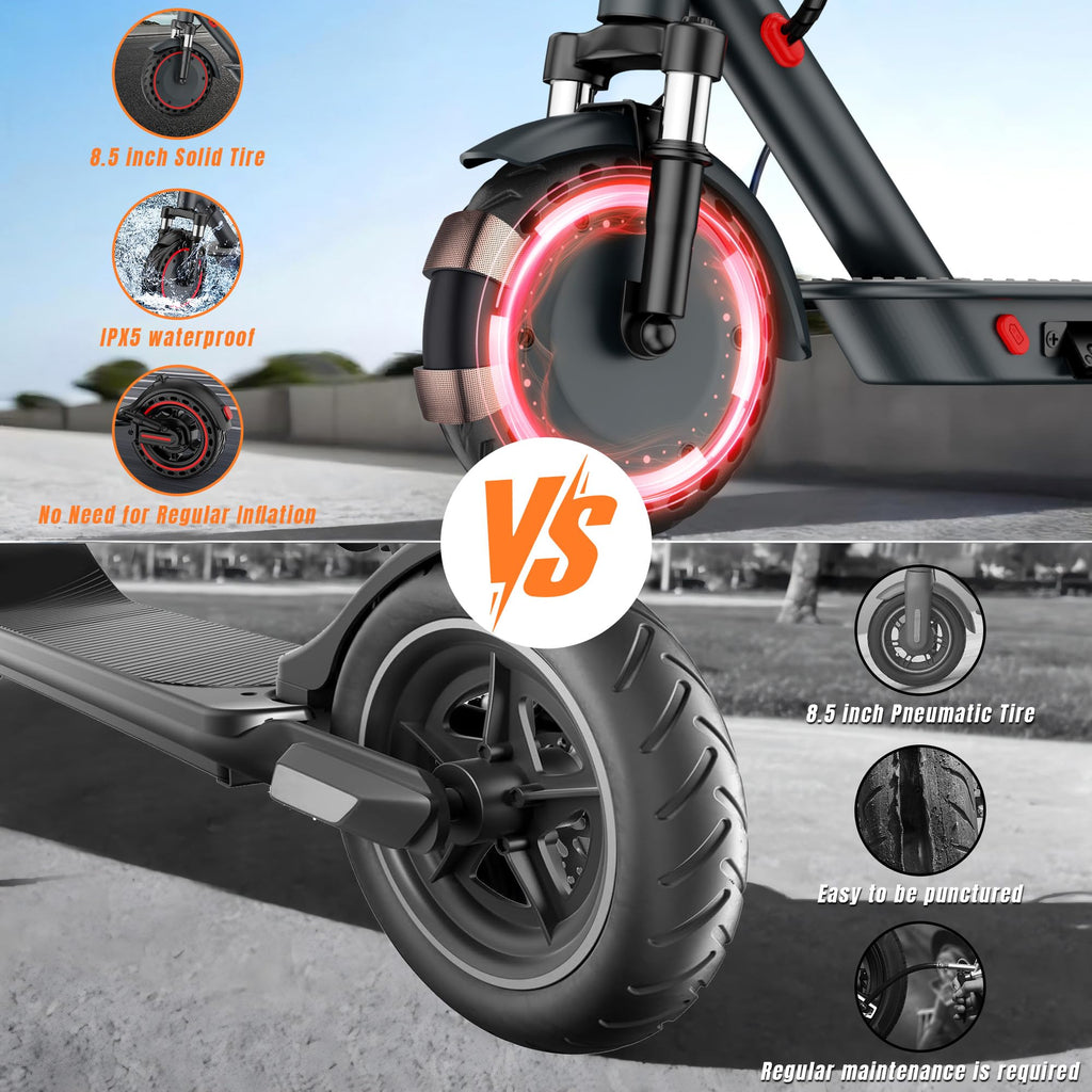 Electric Scooter with Dual Suspension, Solid Tires, Foldable C963651
