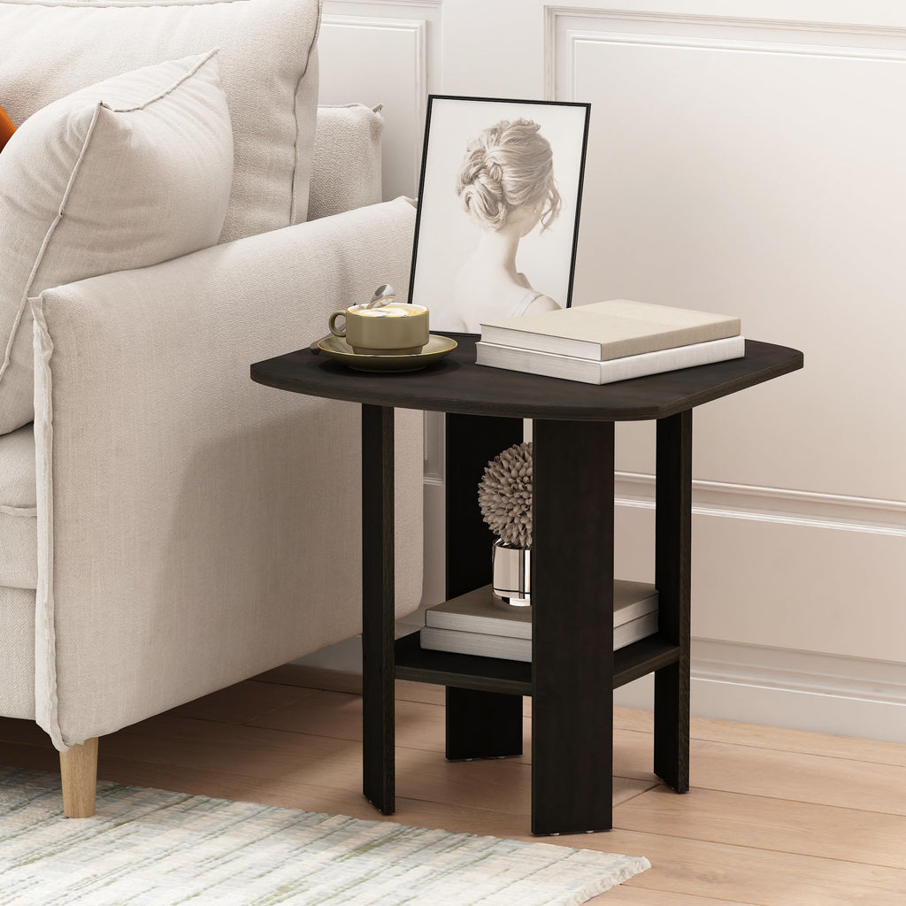 Set of 2 Espresso 2-Tier Side Table Z323
