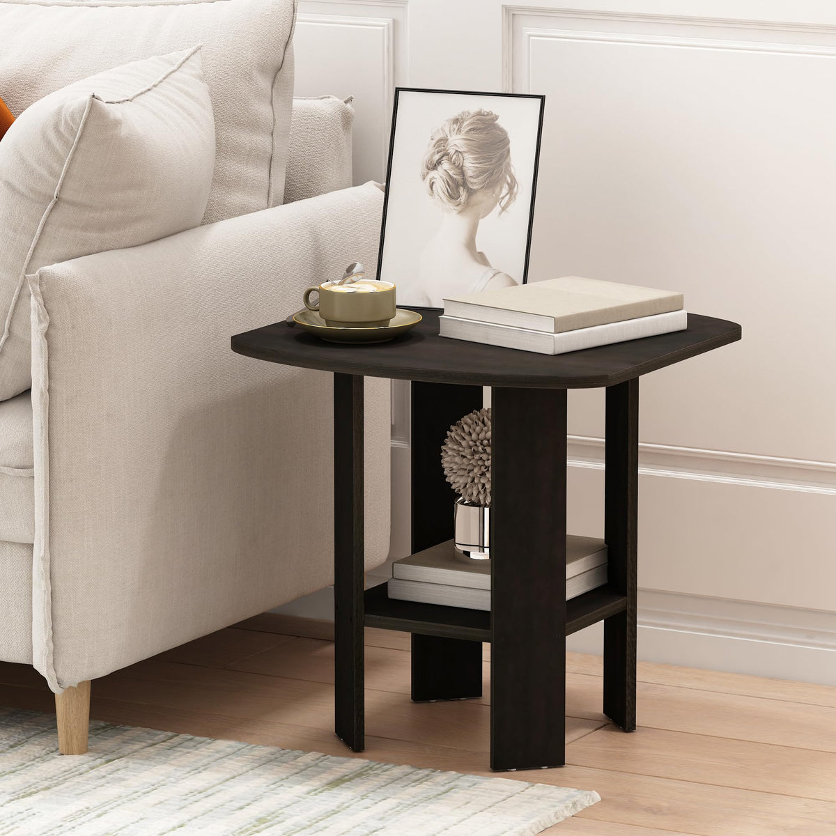 Set of 2 Espresso 2-Tier Side Table Z323