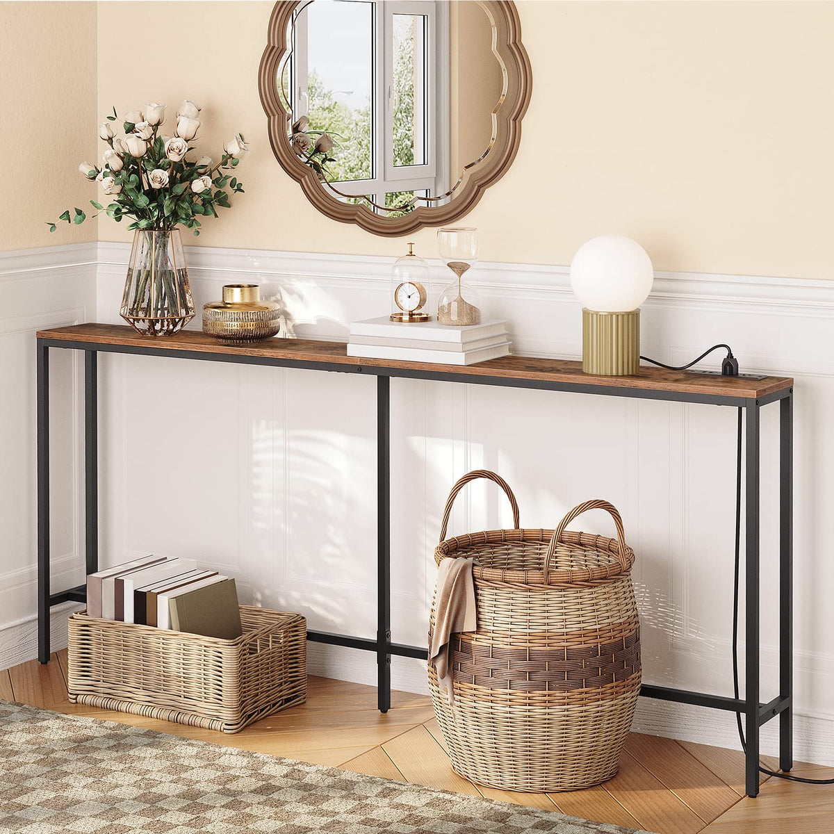 70.9" Narrow Console Table with Power Outlet M59848