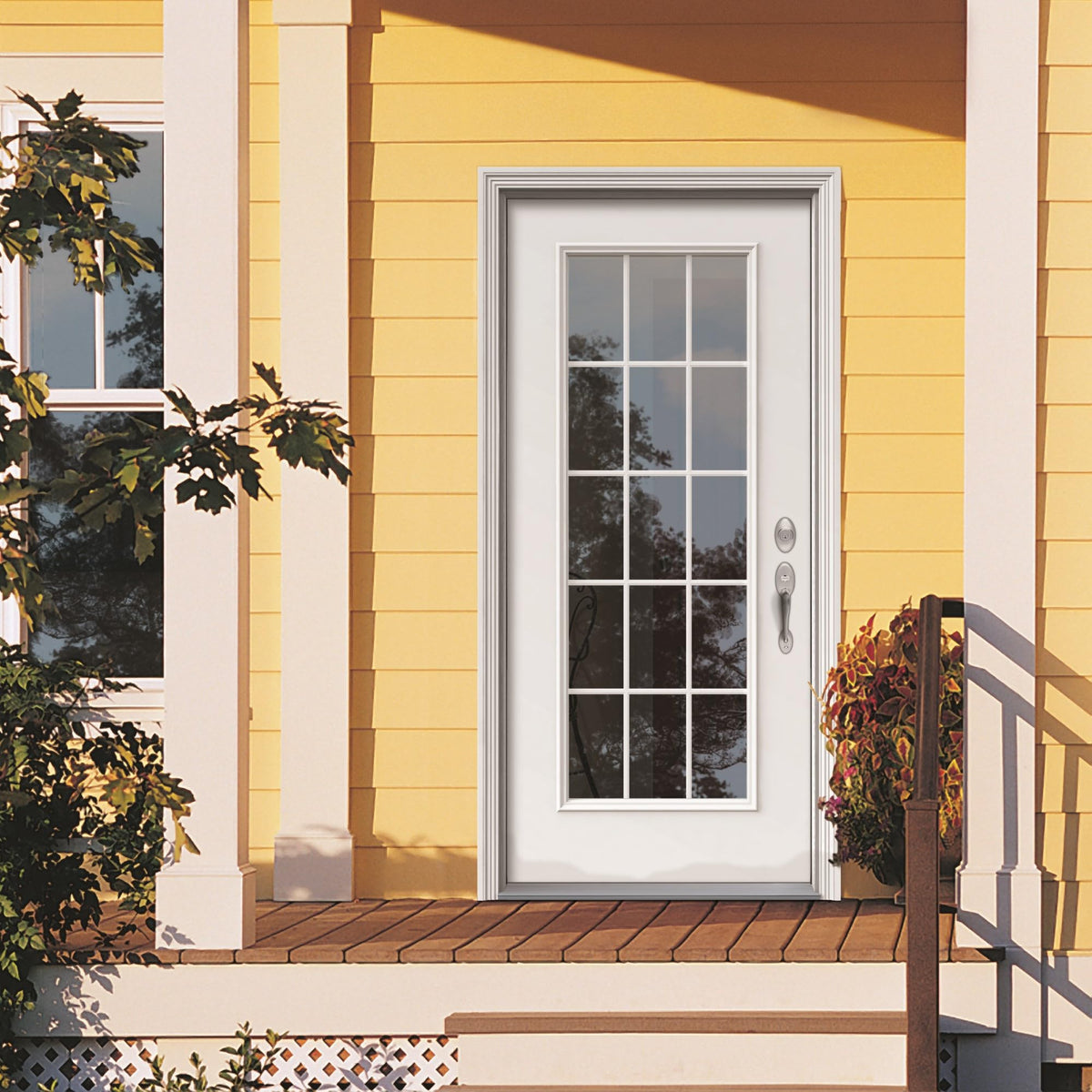 Steel Primed Left Hand In-Swing 15 Lite Clear Glass Front Door Y16982