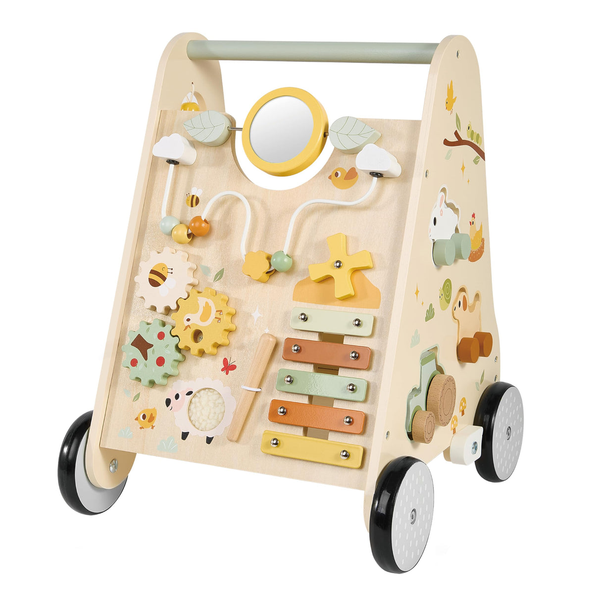 Wooden Baby Push Walker with Activity Center O54140