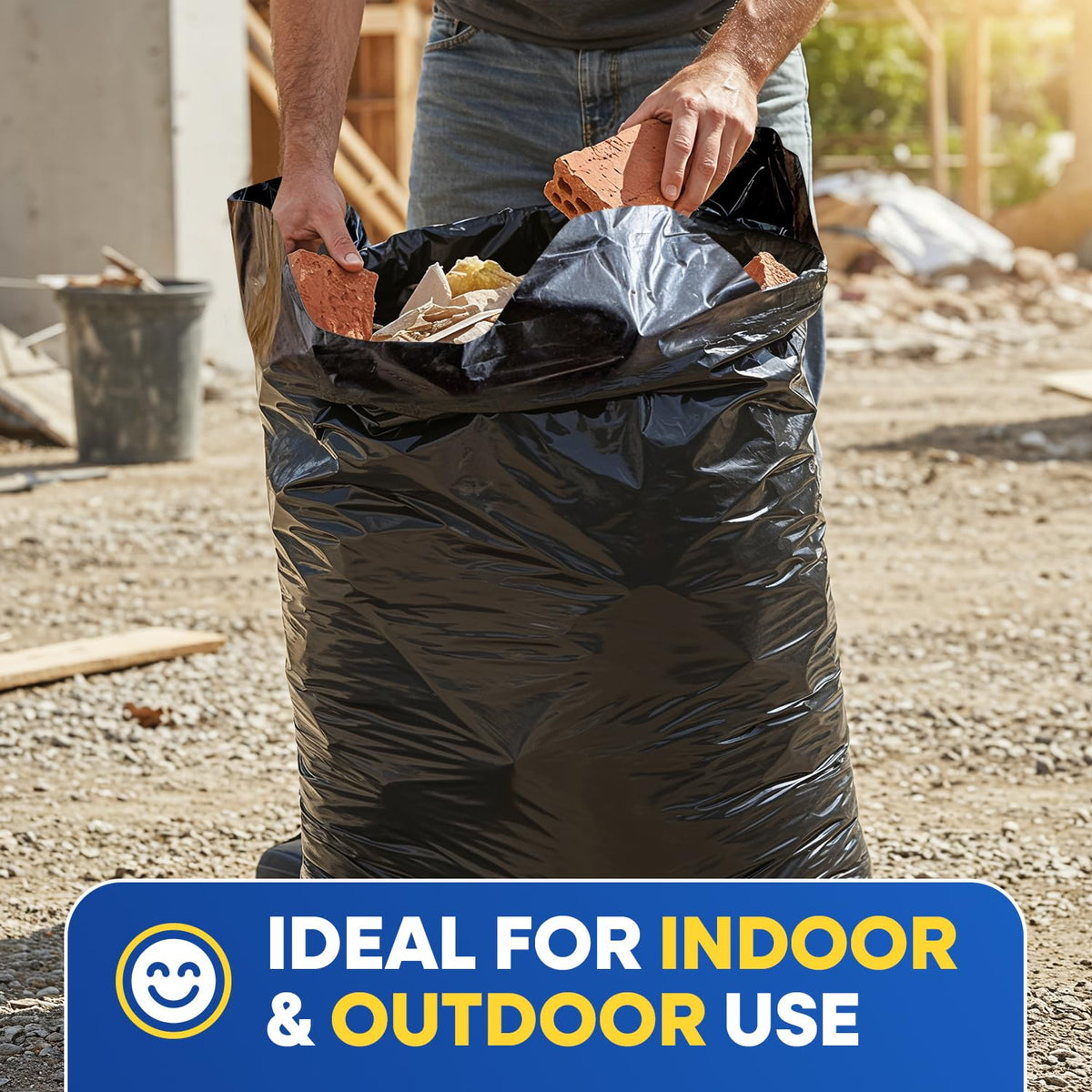 Black 42 Gallon 3 Mil Plastic Contractor Bags Pack of 20 W113
