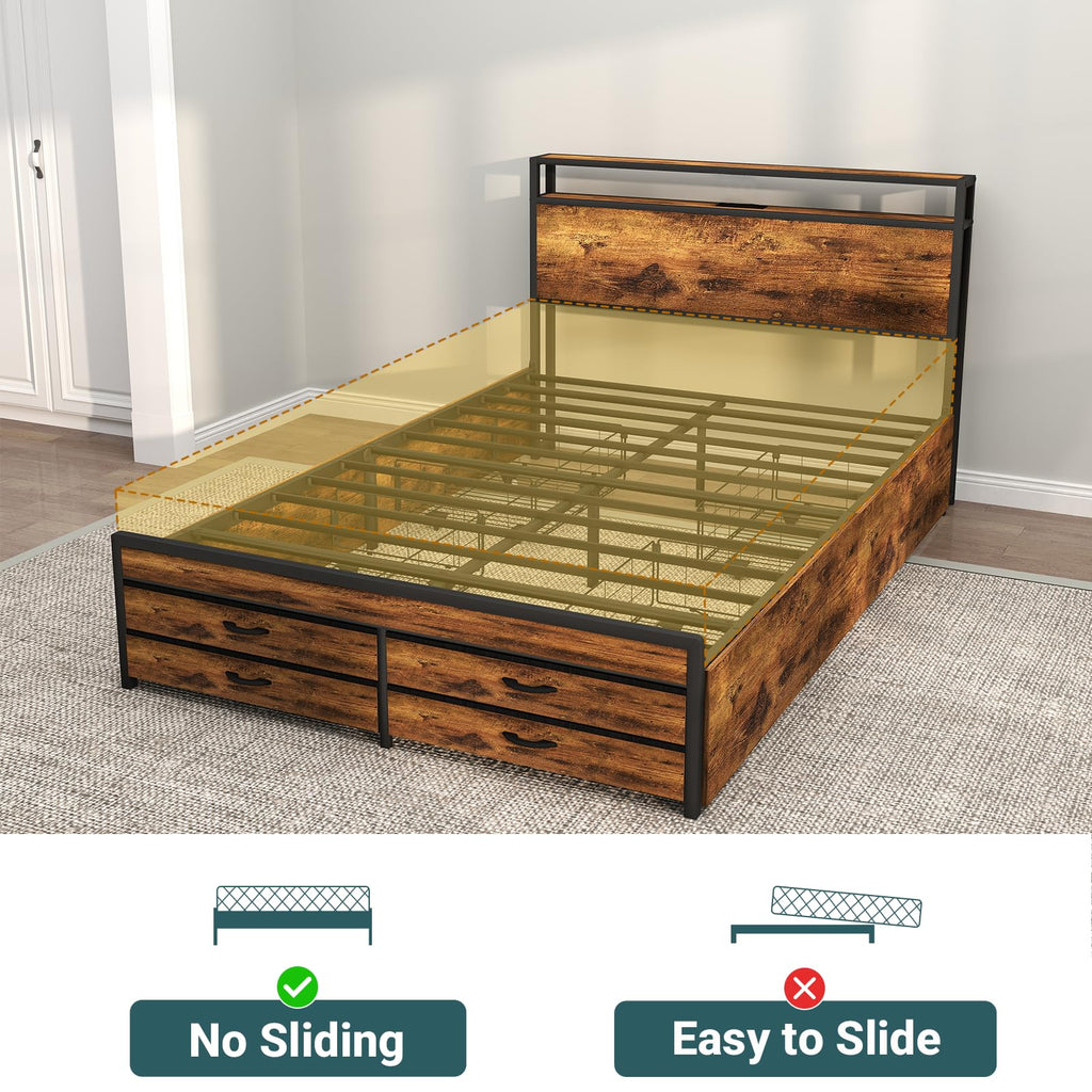 Queen Bed Frame with 8 Storage Drawers S3973