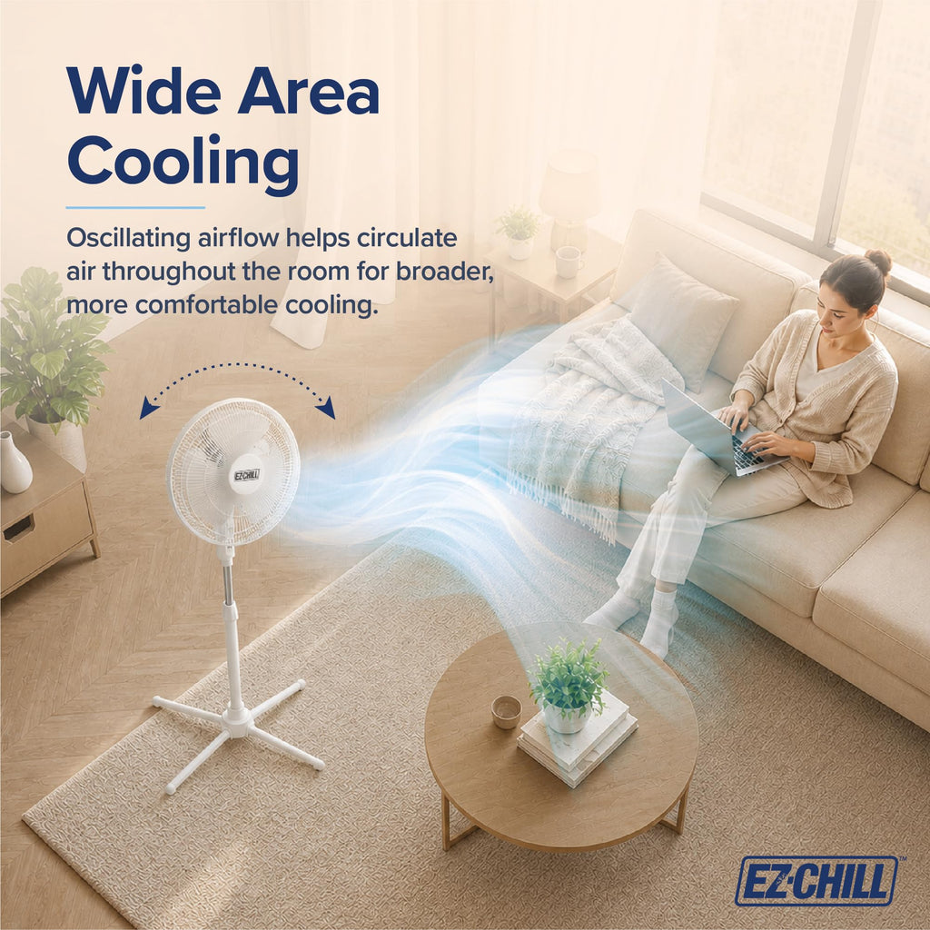 16" Oscillating Pedestal Fan White Y908