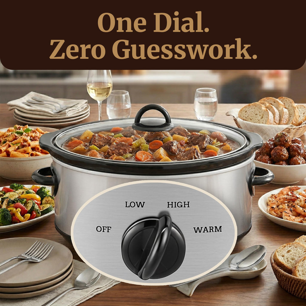 Dishwasher-Safe 7 Qt Stainless Steel Slow Cooker Pot H954