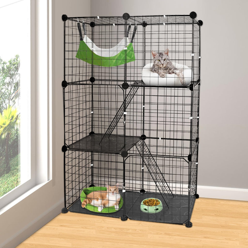 3 Tier Cat Cage with 3 Doors 2 Ladders N5403