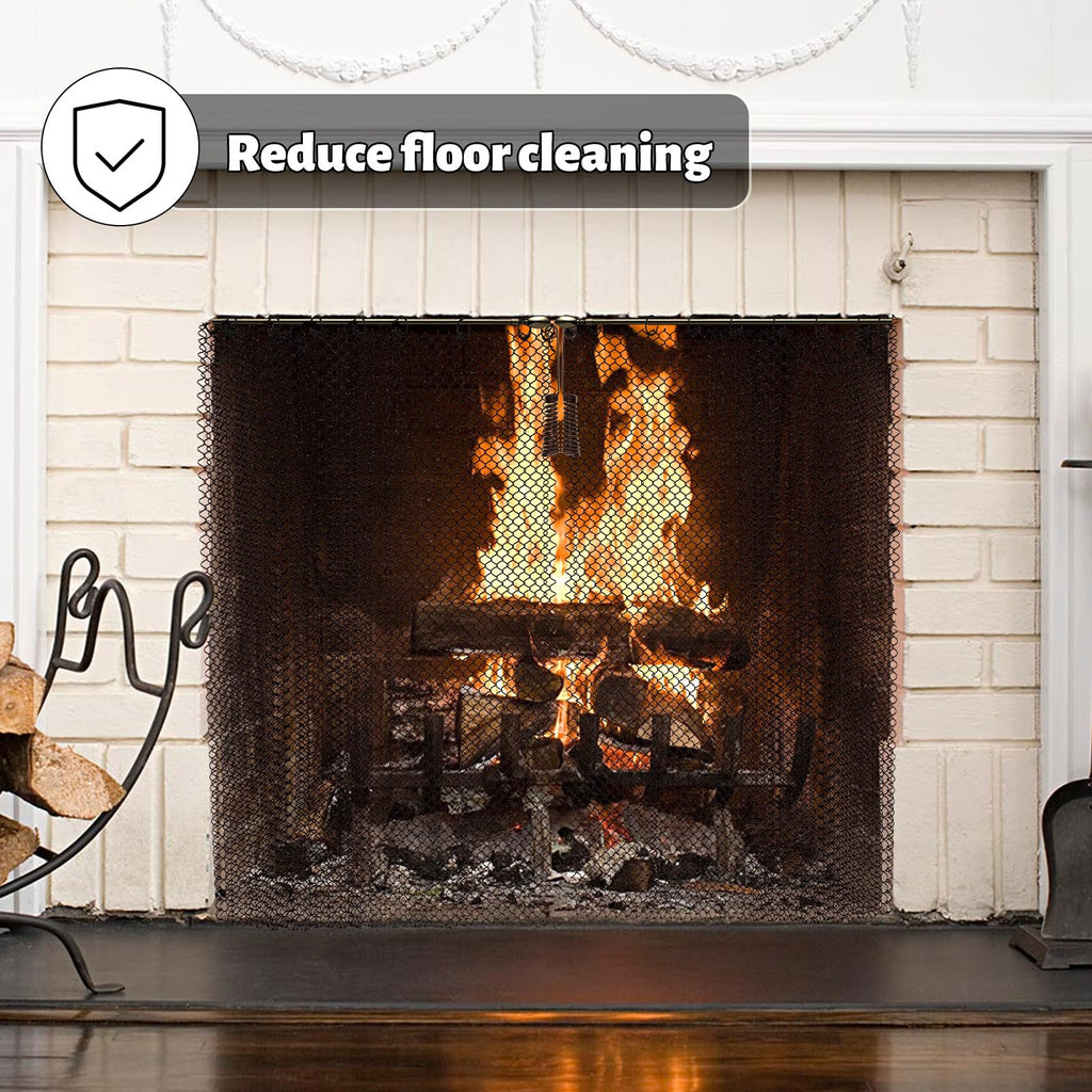 2 Pack Black Metal Fireplace Mesh Screen Curtain G44382