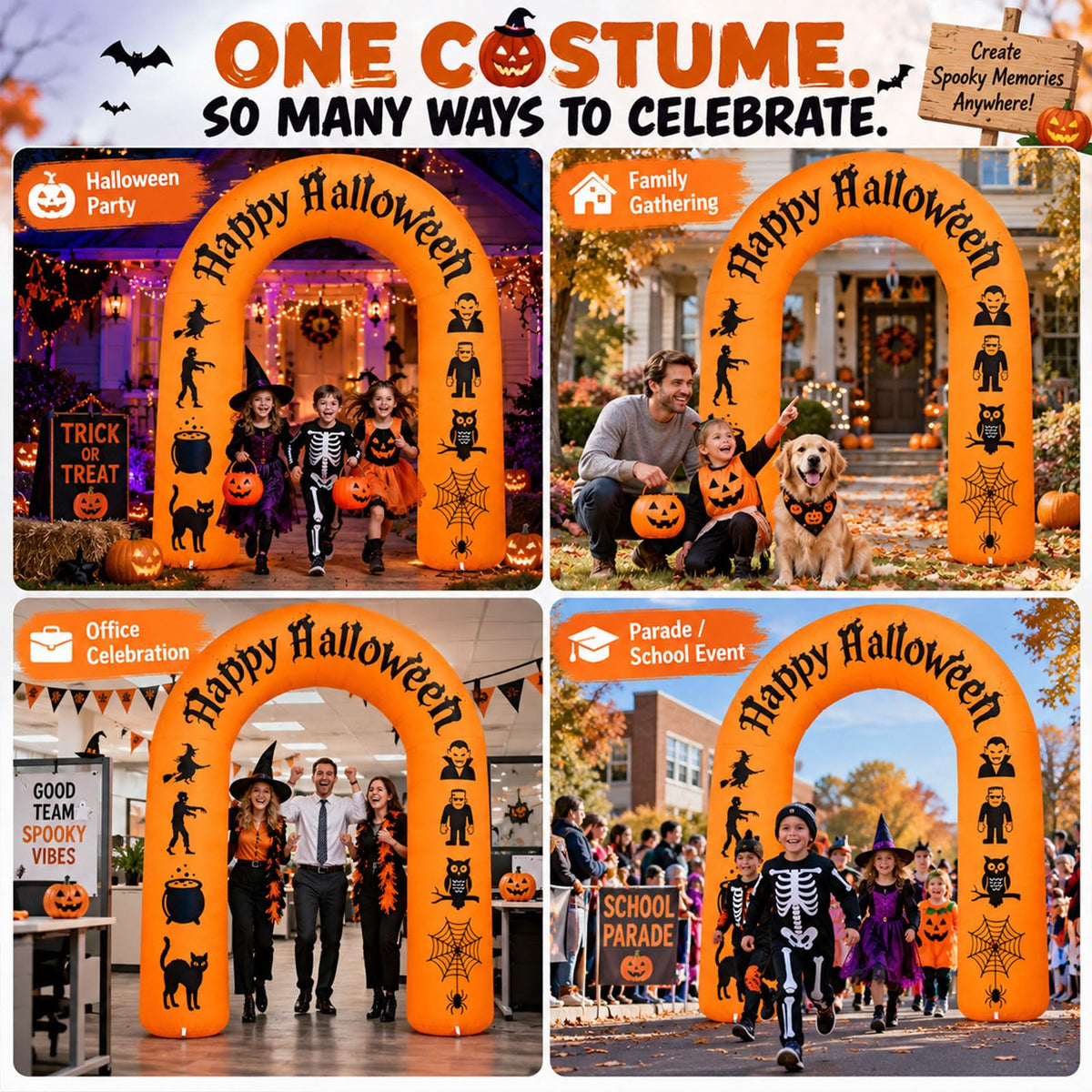 8FT Halloween Inflatable Arch with LED Lights D703900