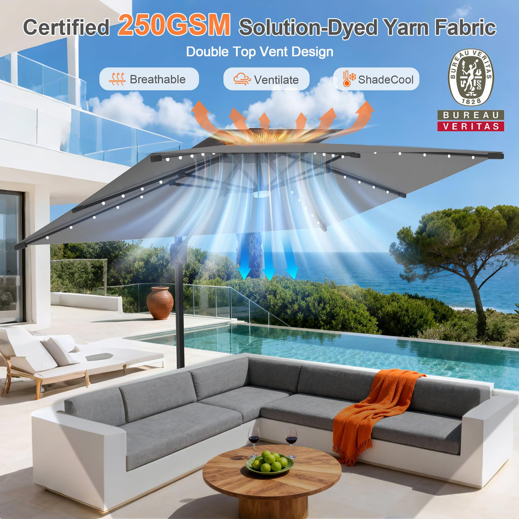 10' X 10' Cantilever Umbrella with LED Lights Z91460