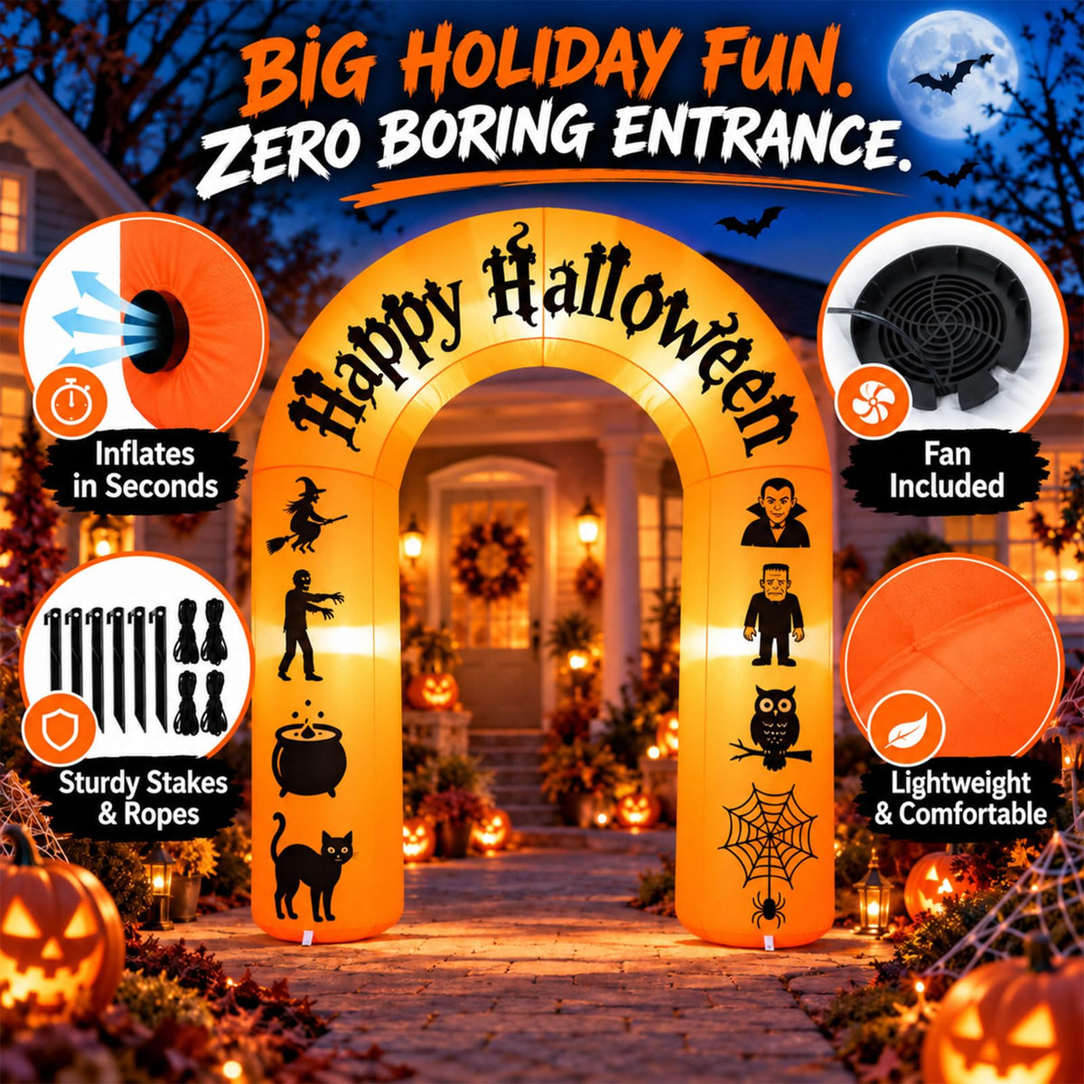 8FT Halloween Inflatable Arch with LED Lights D703900