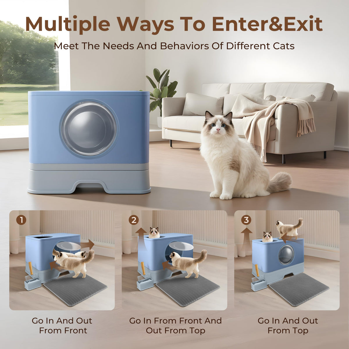 XXXL Stainless Steel Litter Box with Lid Q333