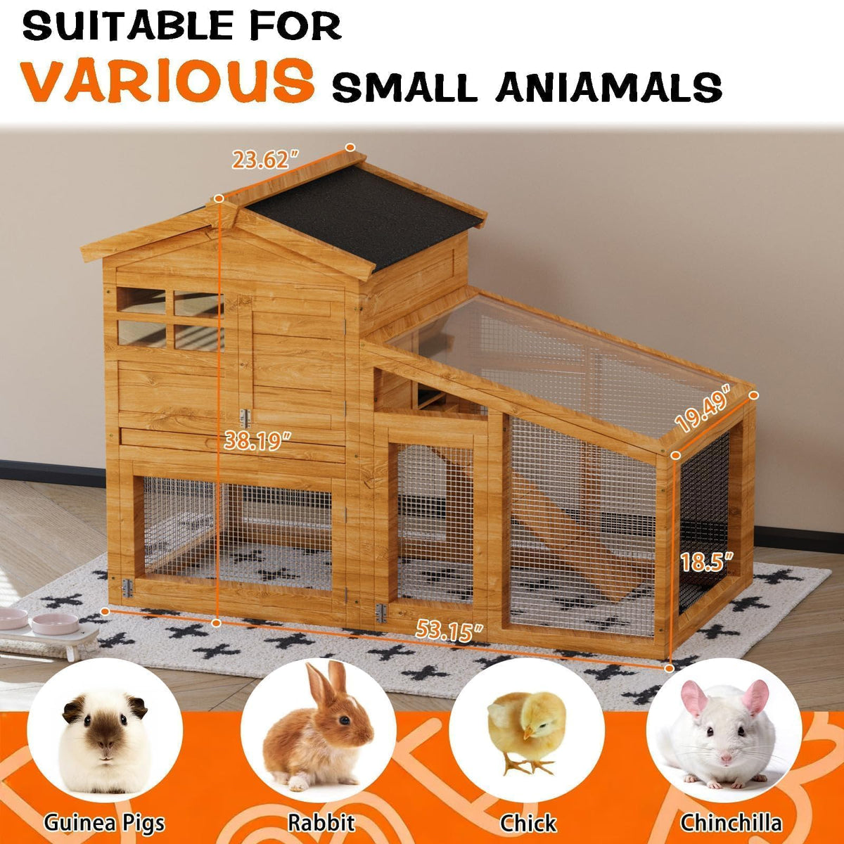 54" 2-Tier Wooden Rabbit Hutch L189553