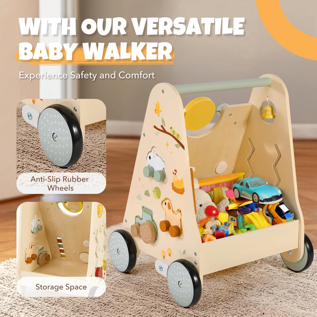 Wooden Baby Push Walker with Activity Center O54140