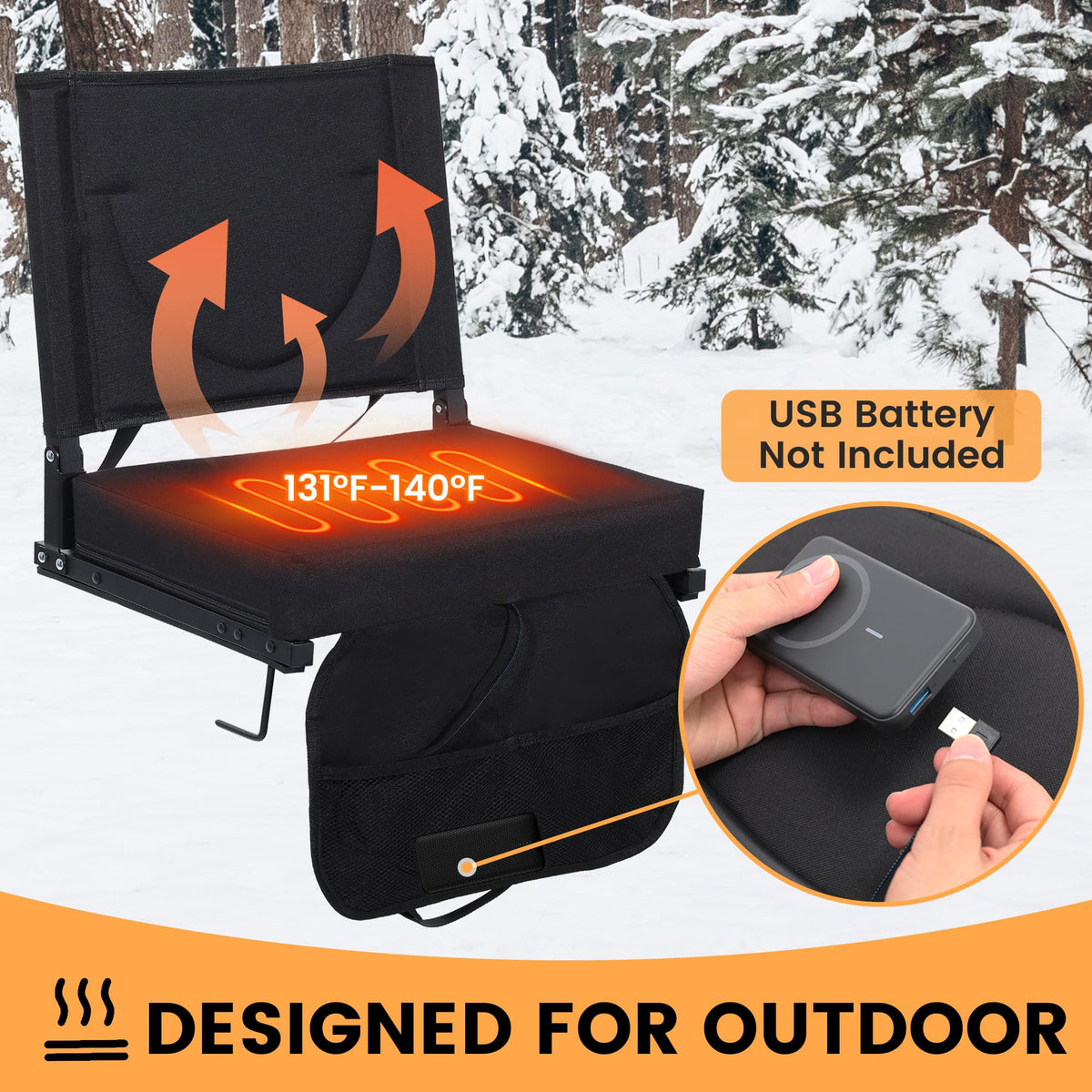 Heated Stadium Seats with Backrest and Cushion Q3689