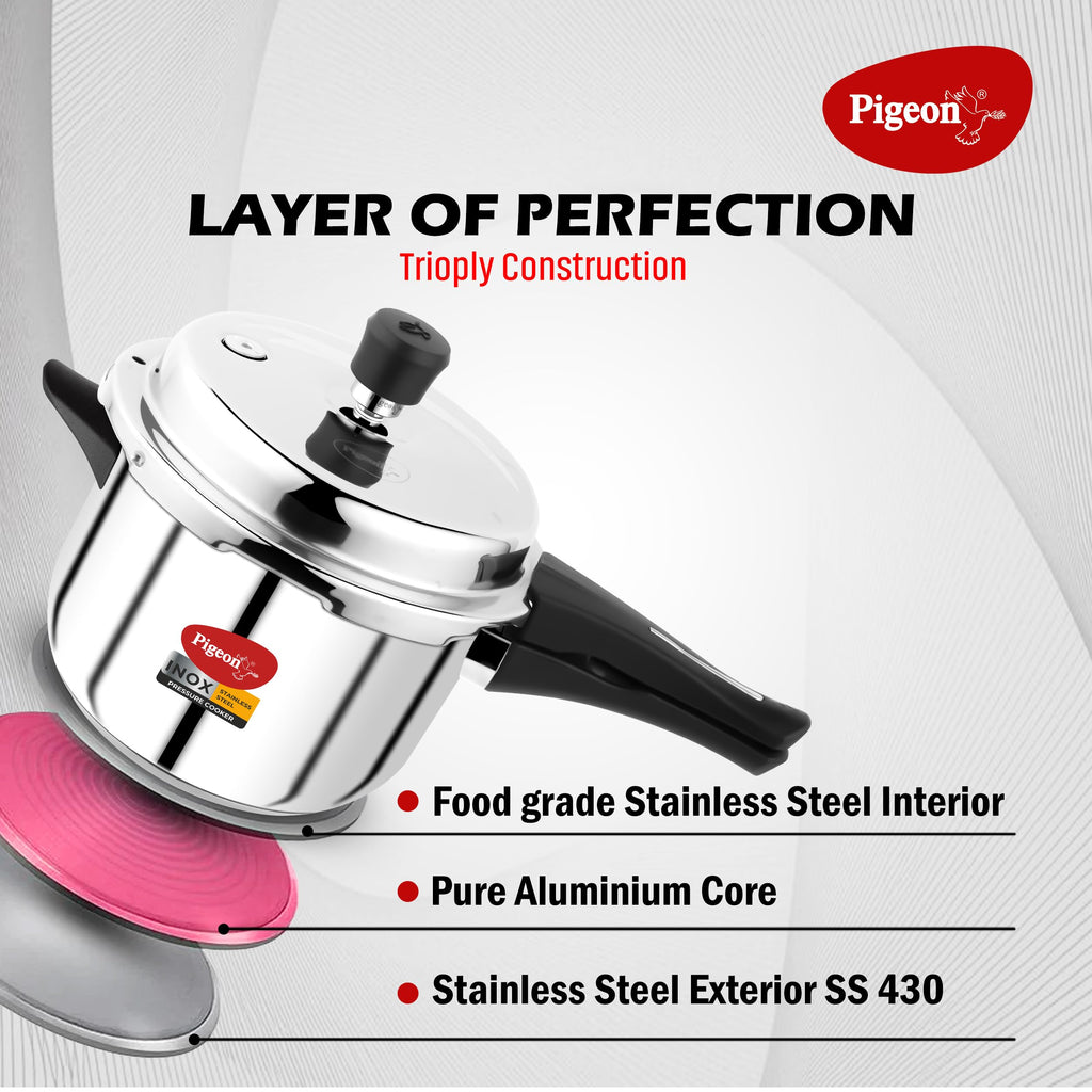 Stainless Steel Pressure Cooker Combo with Induction Base, Outer Lid 2 Liter and 3 Liter F401740