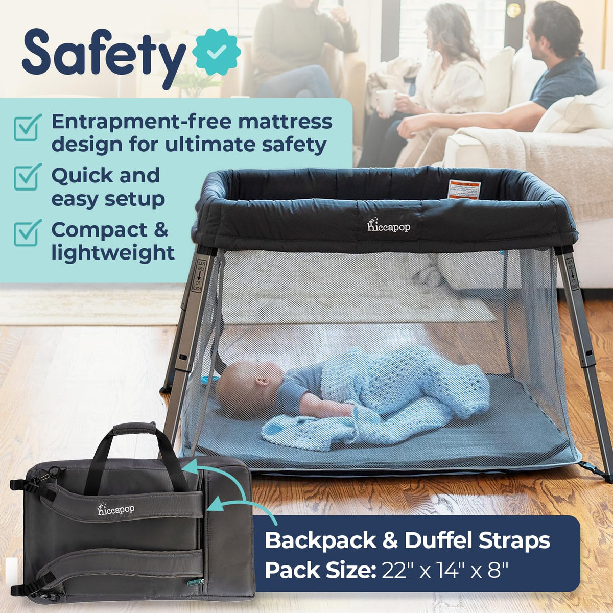Portable Travel Crib with Carry Bag Z443633