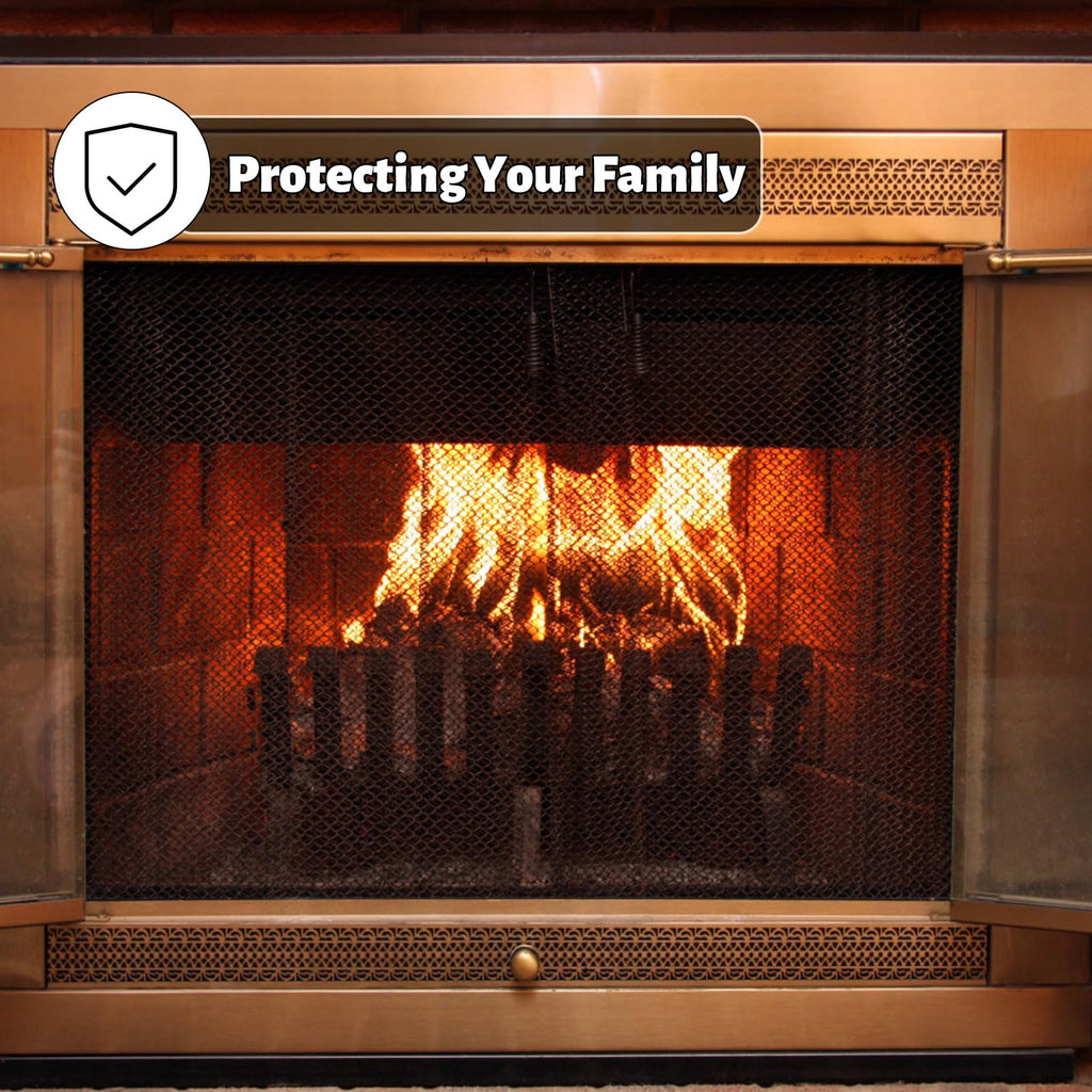2 Pack Black Metal Fireplace Mesh Screen Curtain G44382