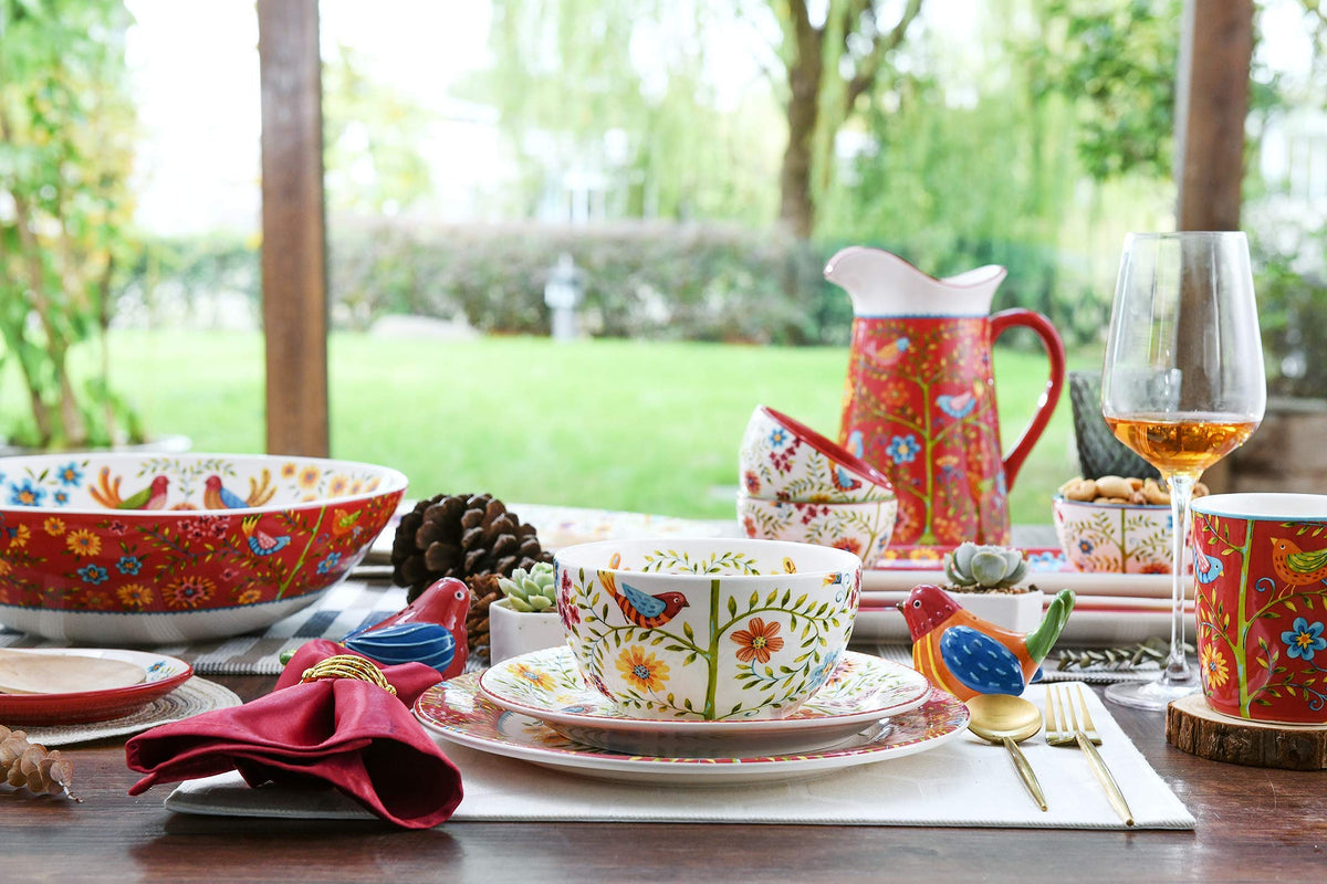 Red Ceramic 12 pcs Dinnerware Set, Service for 4 H280