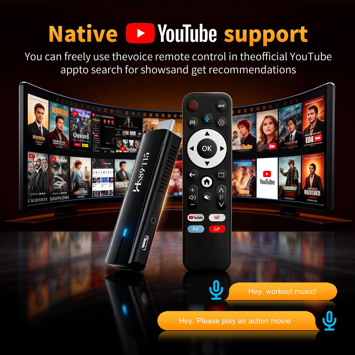 Android 14.0 TV Stick with Voice Remote I642136