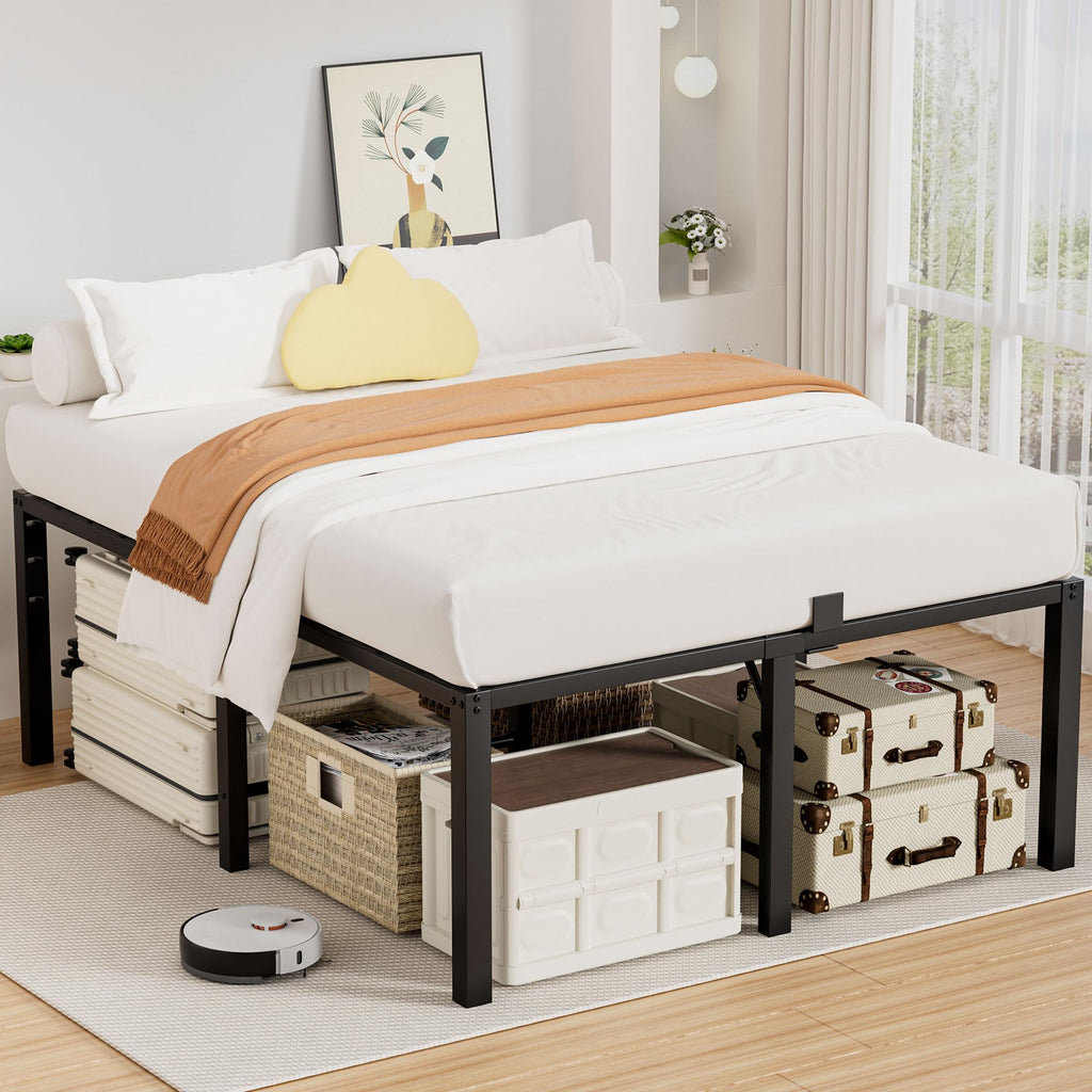 18 Inch Queen Size Black Metal Platform Bed Frame L582