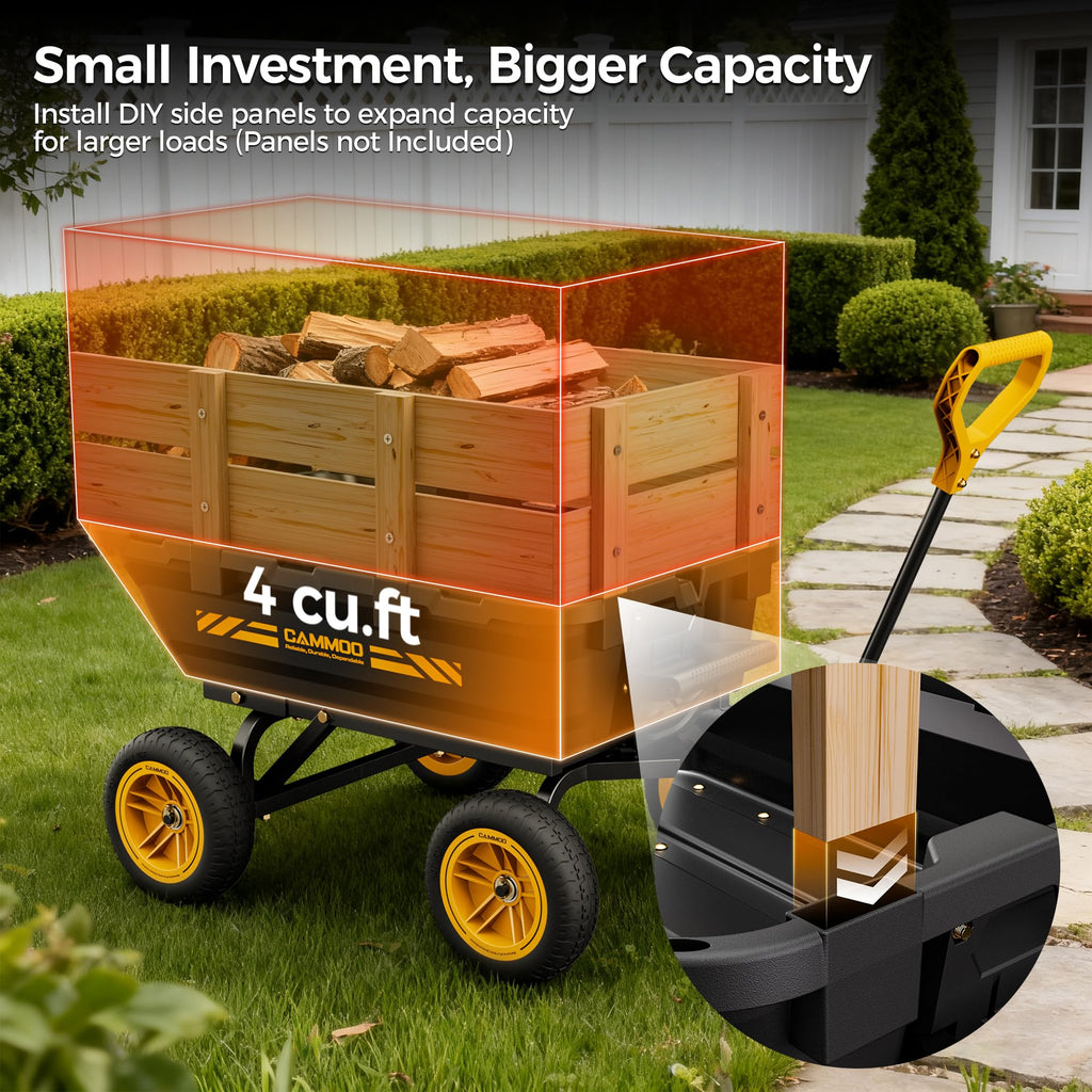 10-in No-Flat Tires Garden Dump Cart Wheelbarrow F7727