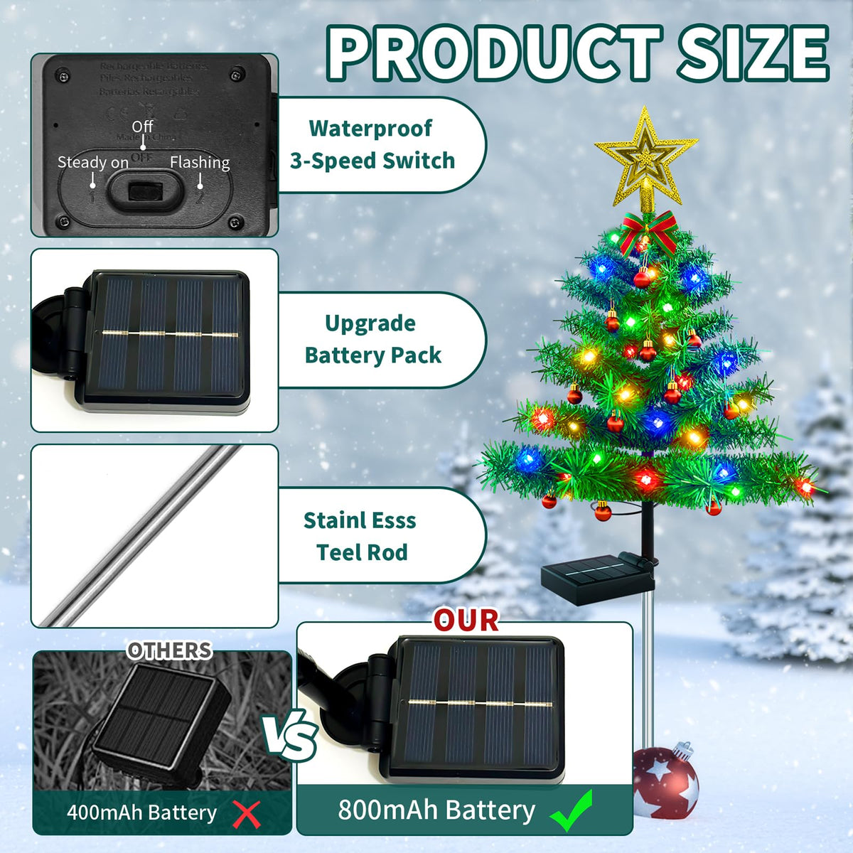Solar Outdoor Christmas Tree Lights T51639