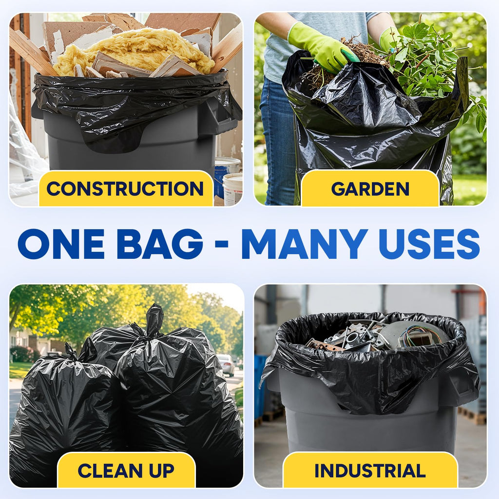 Black 42 Gallon 3 Mil Plastic Contractor Bags Pack of 20 W113