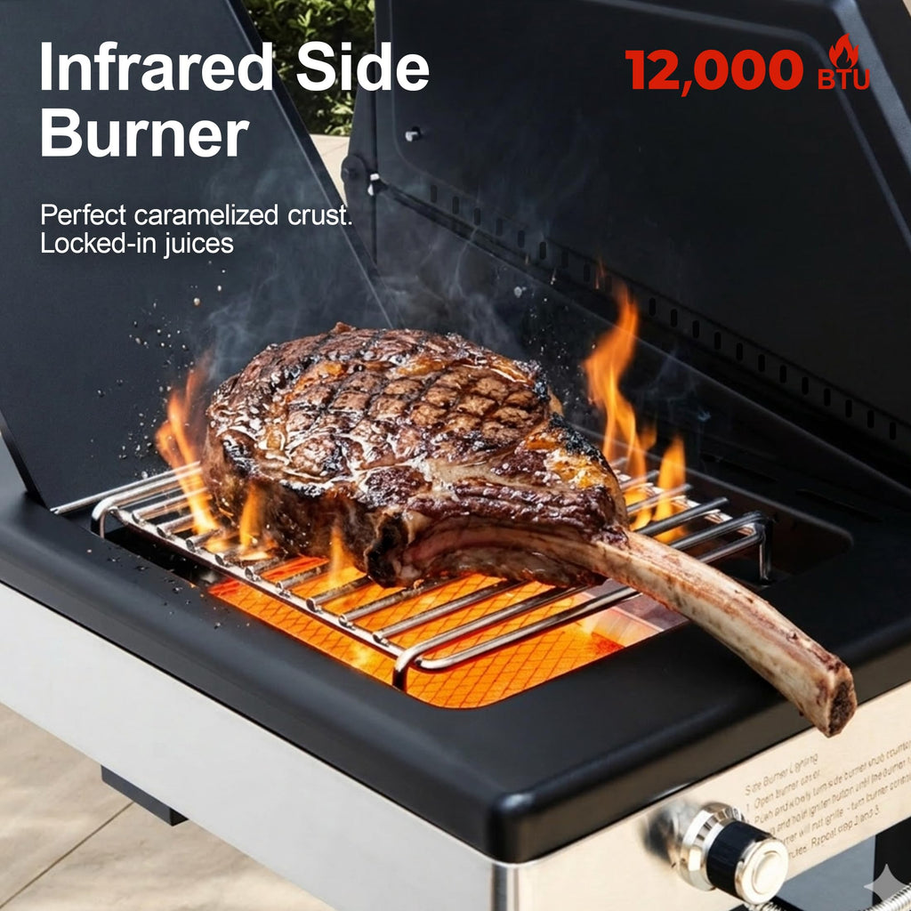 6-Burner Propane Gas Grill with Infrared Sear Side Burner D996