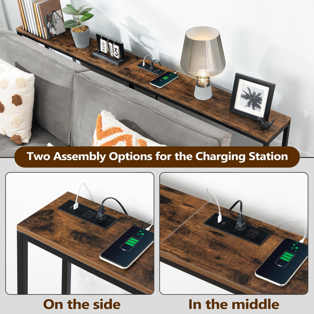 70.9" Narrow Console Table with Power Outlet M59848