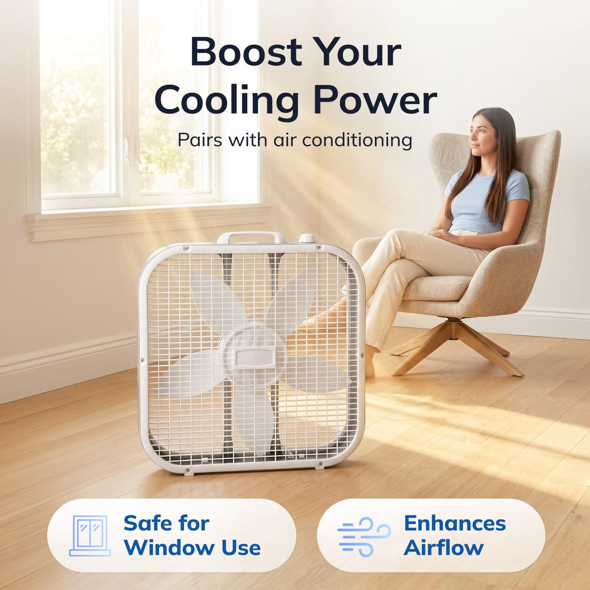 20 Inch 3-Speed Box Fan White D39421