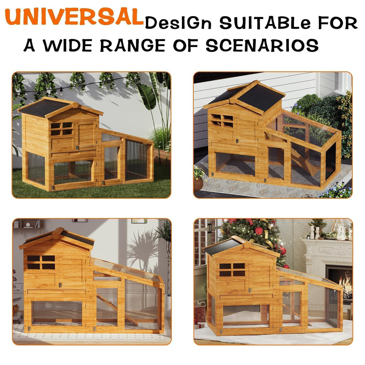 54" 2-Tier Wooden Rabbit Hutch L189553