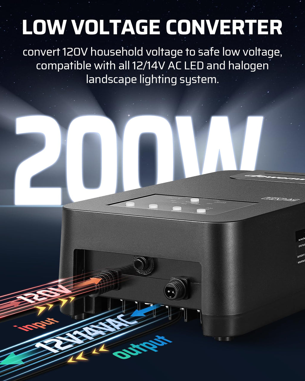 200W Low Voltage Transformer with Photocell Sensor & Timer C405028