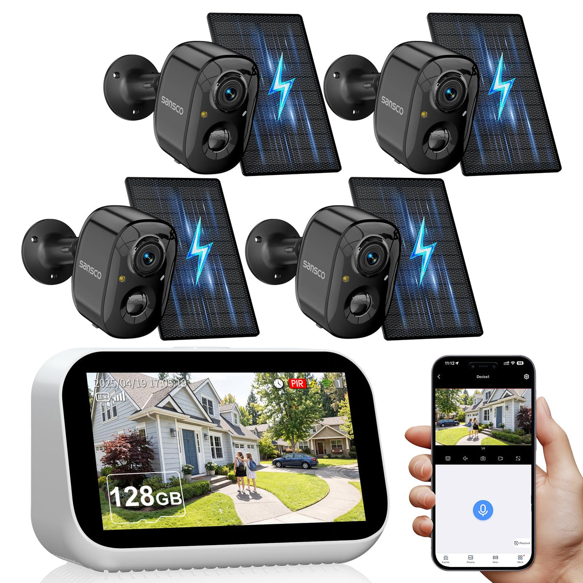 4 Cam Wireless Solar Security Camera System Y54686