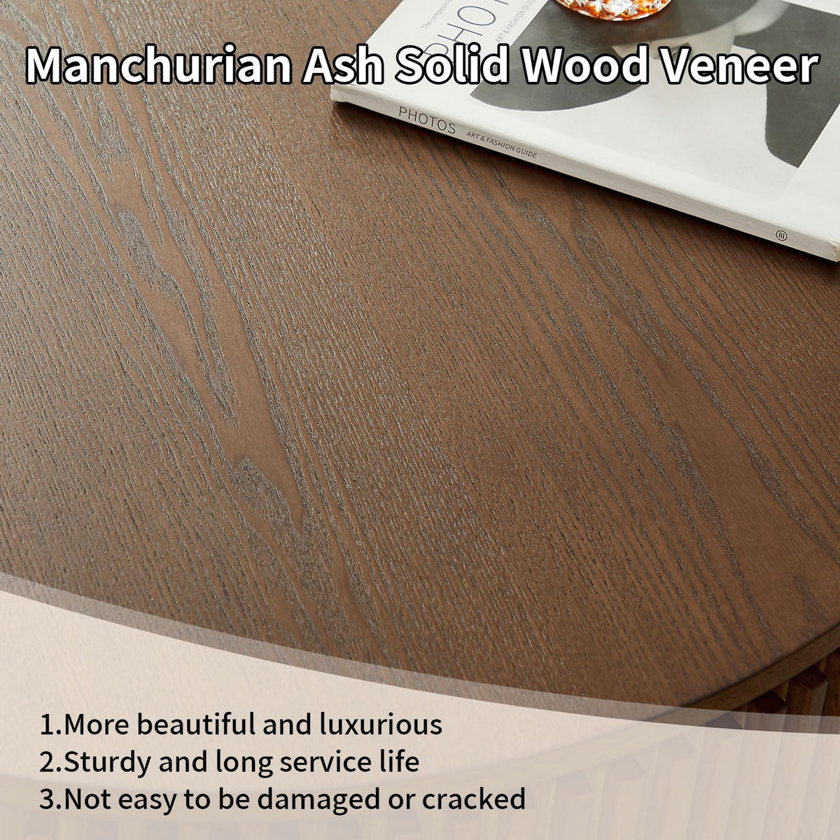 Walnut Round Fluted Coffee Table with Storage P37628