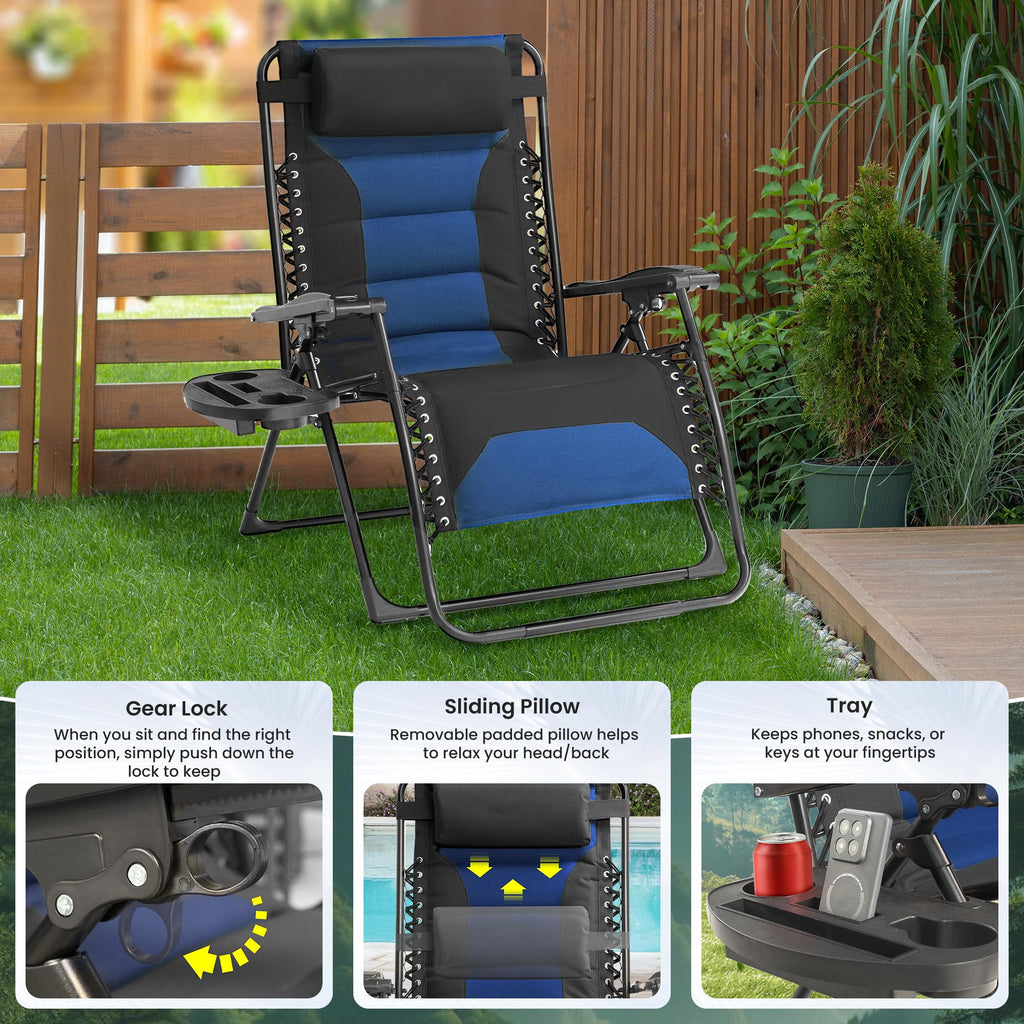 Oversized Zero Gravity Chair 2 Pack Black Blue Y288