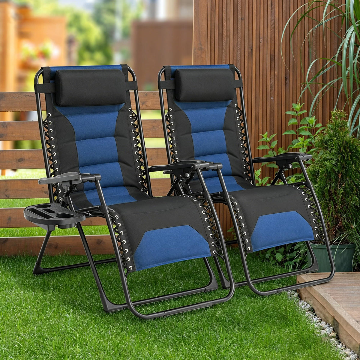 Oversized Zero Gravity Chair 2 Pack Black Blue Y288