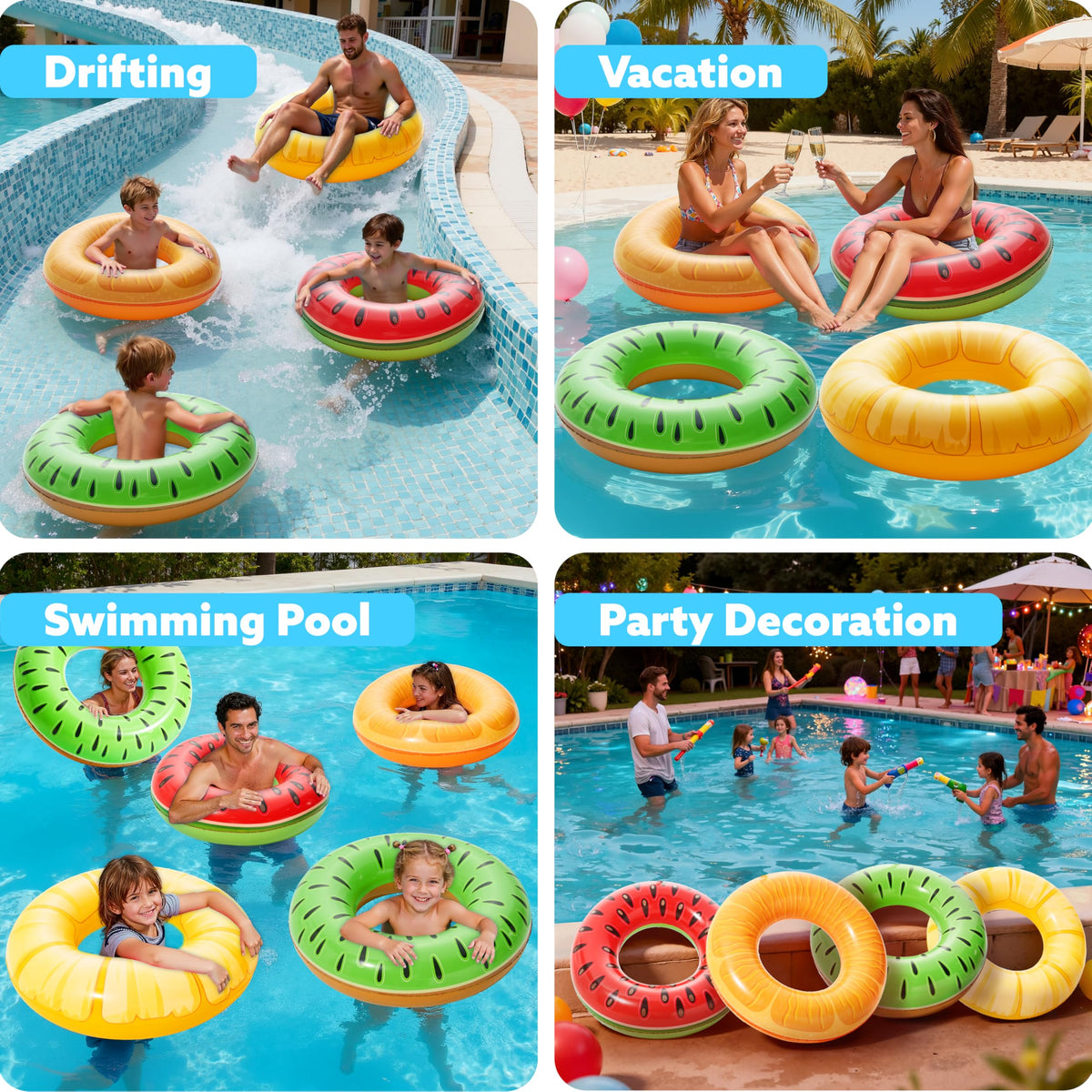 4 Pack Inflatable Pool Floats X40769