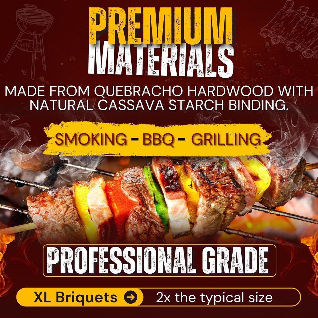 XL Quebracho Hardwood Briquets, Natural Wood Charcoal with Cassava Starch (10 LB) E336086