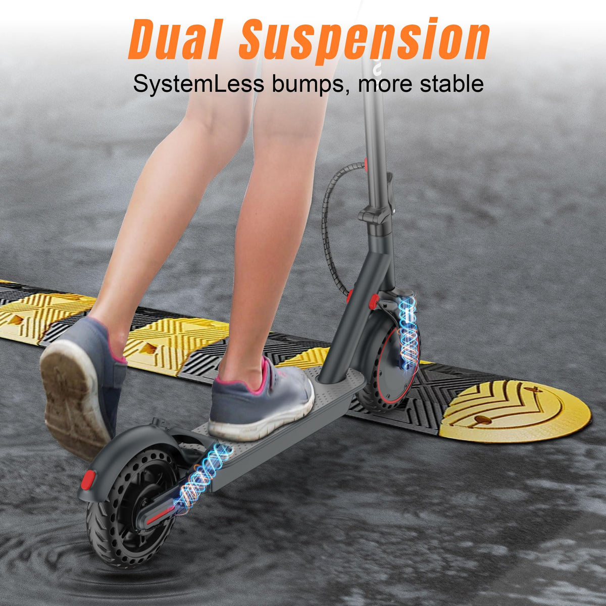 Electric Scooter with Dual Suspension, Solid Tires, Foldable C963651