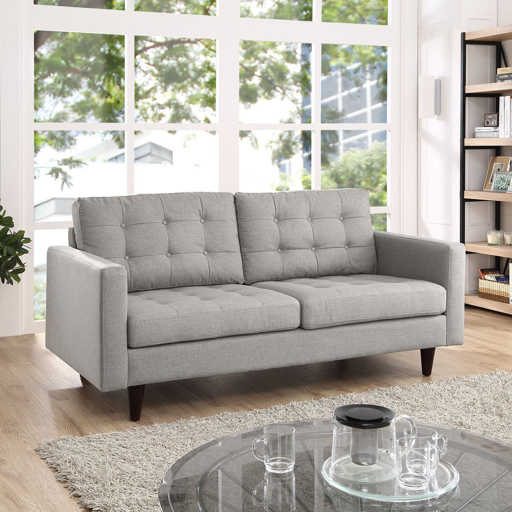 Light Gray Upholstered Fabric Loveseat K1639
